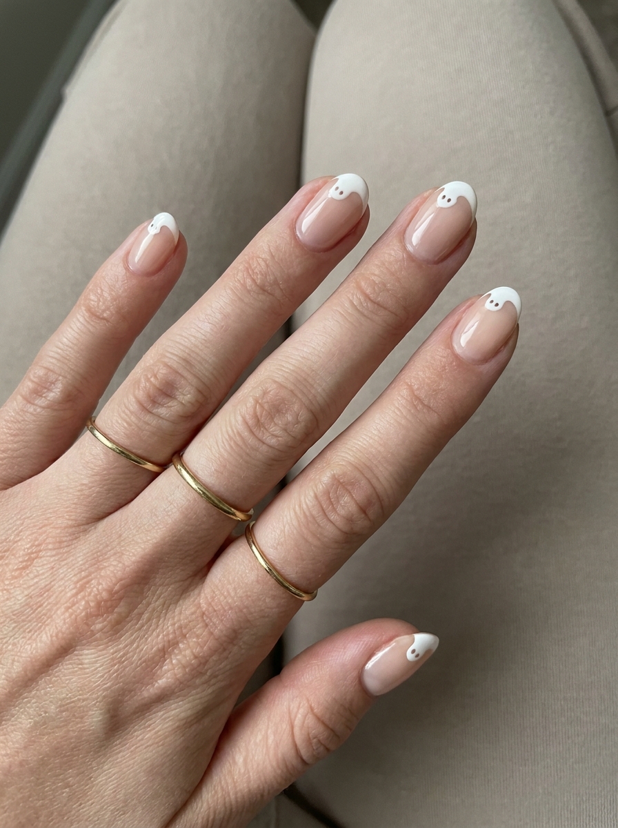 White Ghost French Nails als Halloween Nägel Inspiration 2026